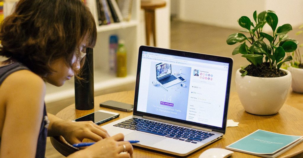 Woman working from home
