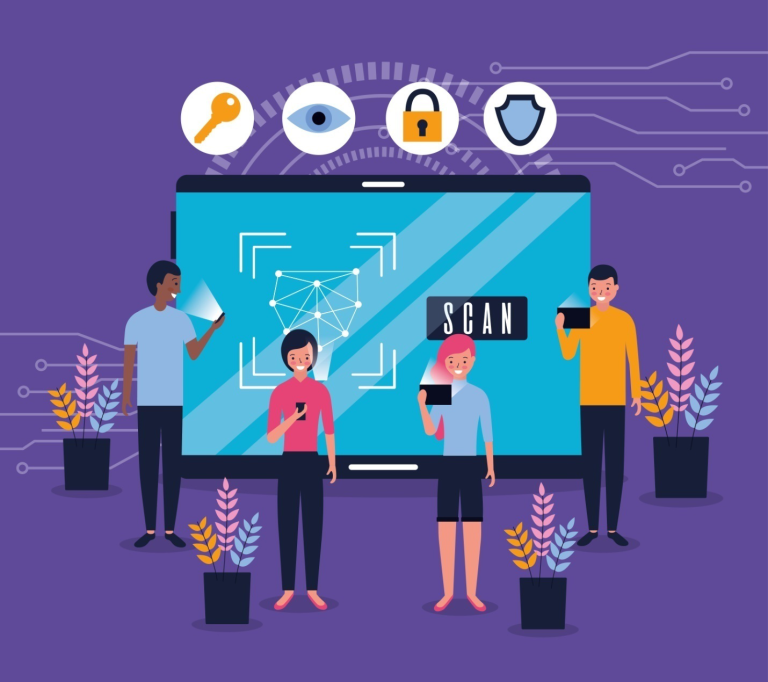 An infographic demonstrating how different people are using devices to access the internet, emphasizing the need for proper training about safe practices