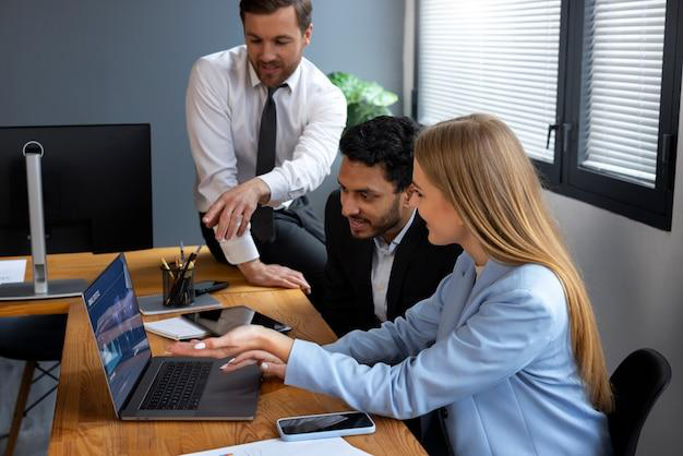 A team of employees working together
