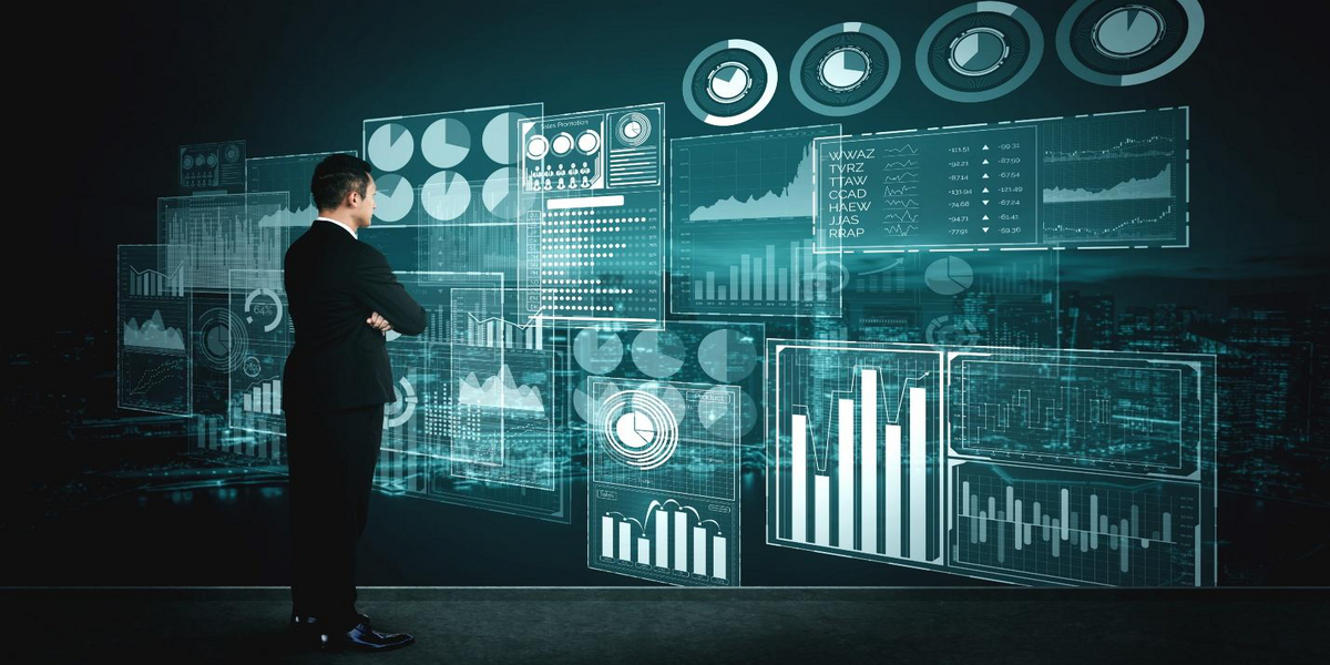 A CFO viewing real-time financial dashboards