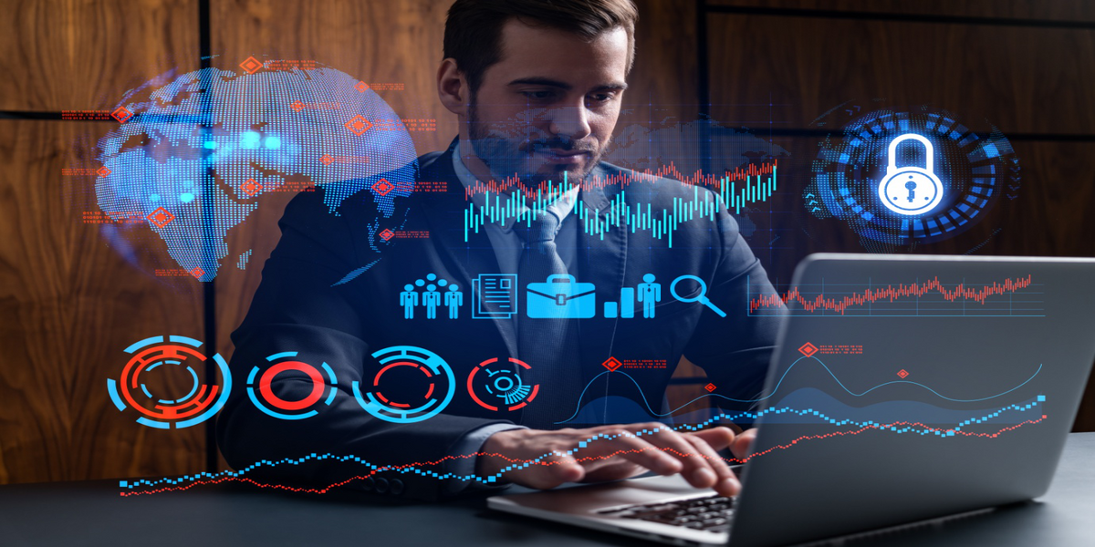 CFO reviewing financial analytics and performance dashboards using cloud ERP software
