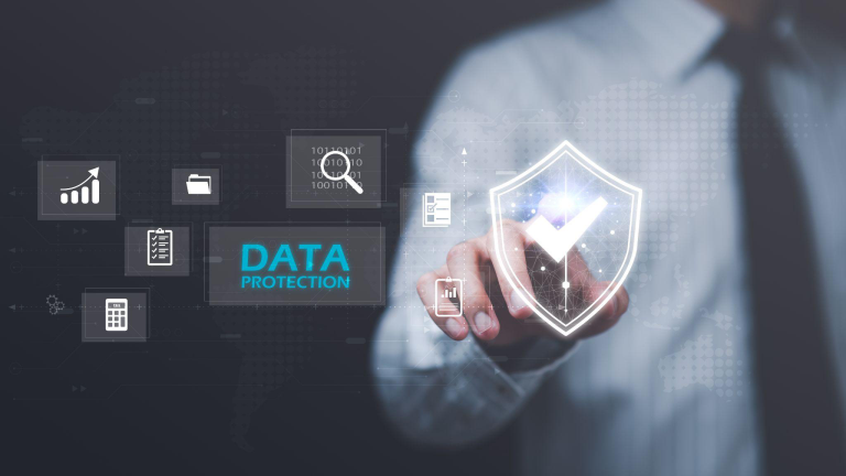 Digital visualization of secure internet and cybersecurity system technology.