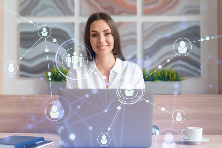 Business professional using digital tools for HR and recruitment tasks.