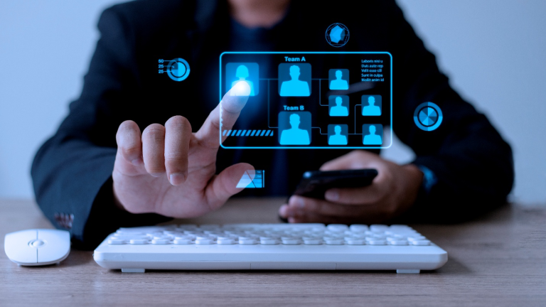 Digital HR management system displaying employee time and attendance data to improve payroll accuracy and oversight