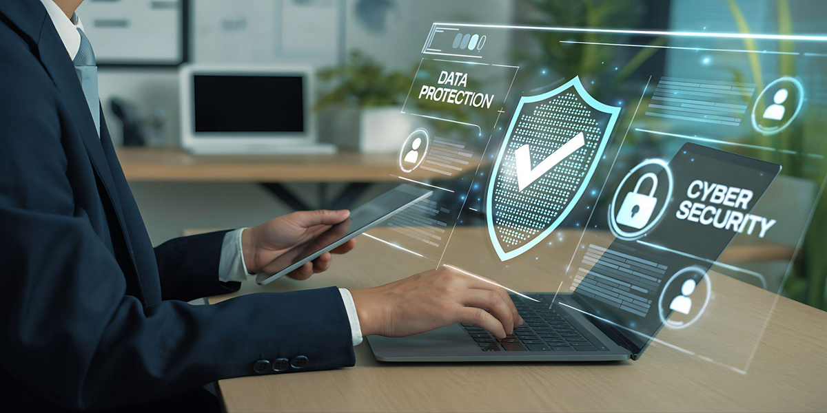 Business leader using cybersecurity services in Toronto to strengthen data protection, access security, and protection of critical business systems