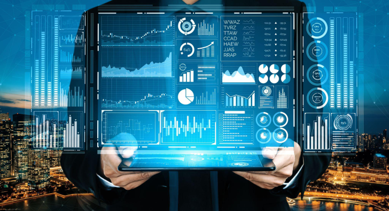 Sage Intacct consultant in Toronto reviewing digital cash flow dashboards, financial analytics, and real-time business reporting