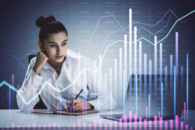 Finance professional reviewing Sage Intacct dashboards and real-time financial reporting for improved operational visibility